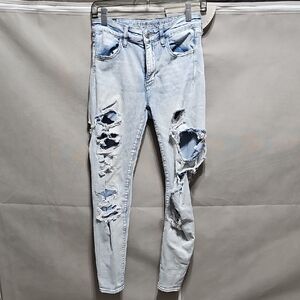 American Eagle Outfitters Light Wash Ripped Skinny Jeans